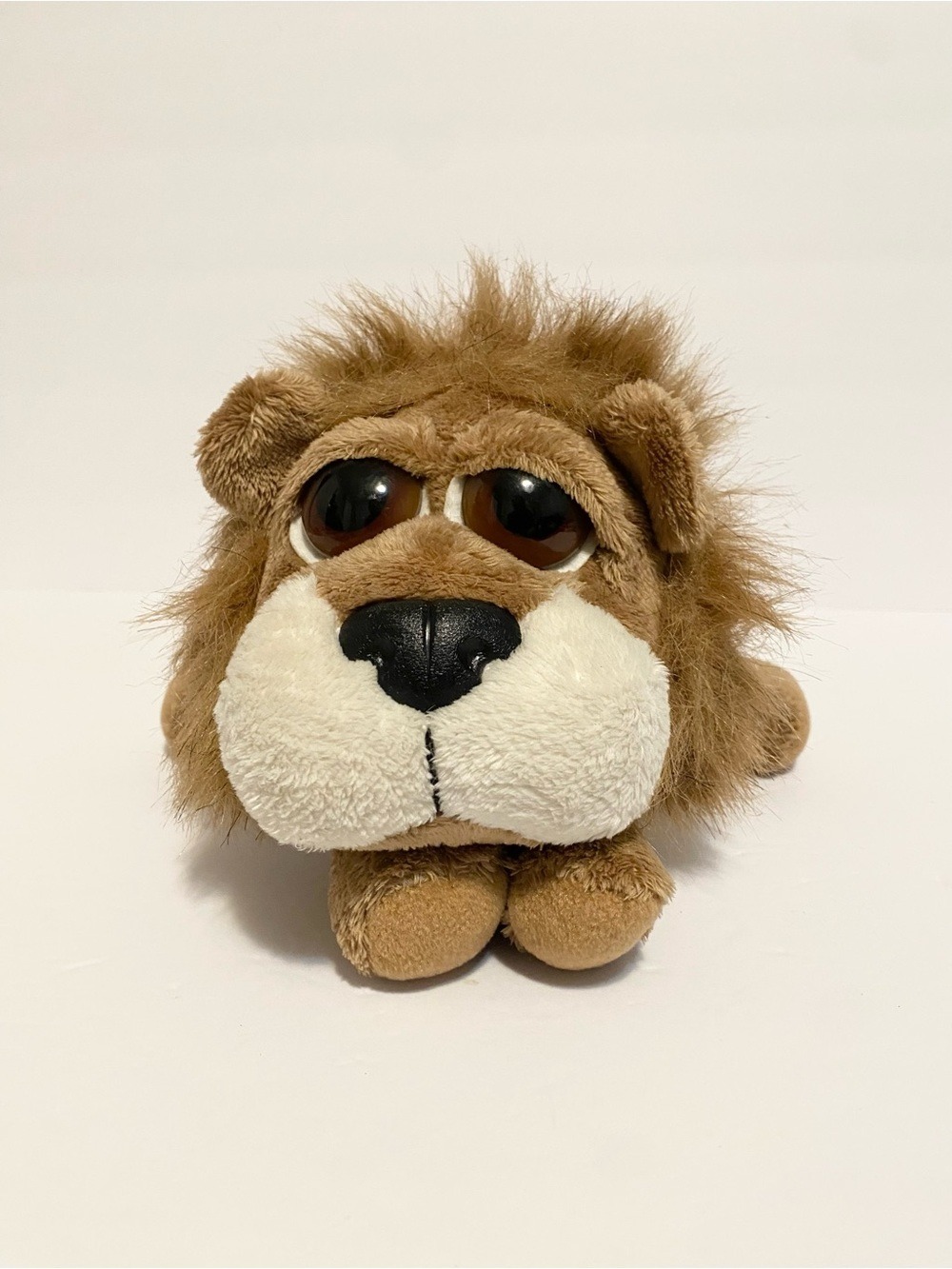 Russ Lion Plush Lil Peepers Carnie Lovey Brown Stuffed Animal Big Eyes Toy 8”